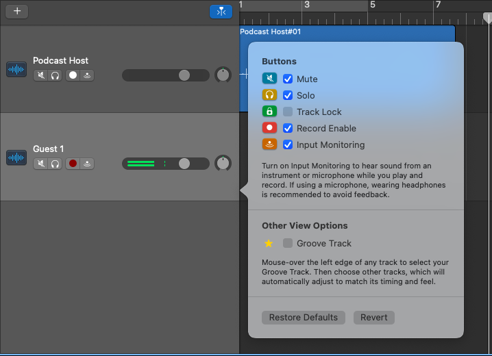 Enabling multitrack on Garageband for a podcast recoridng