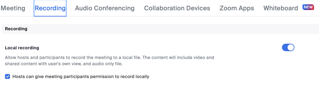 Setting up a local recording for a presentation on Zoom