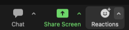 Screen share button for sharing presentations on Zoom