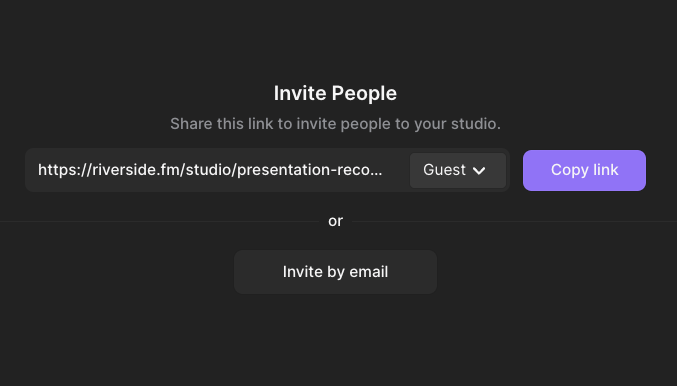 Inviting people to a presentation recording on Riverside
