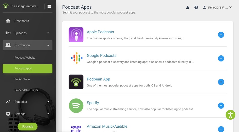 Podcast apps for distribution from Podbean