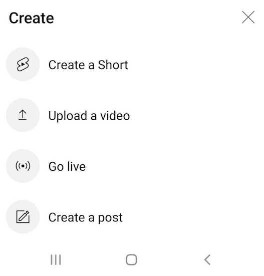 The Go Live Button on YouTube from a mobile device.