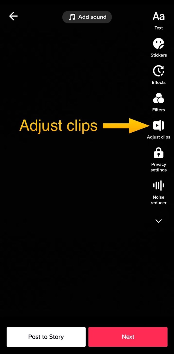 Adjusting clips on TikTok's video maker