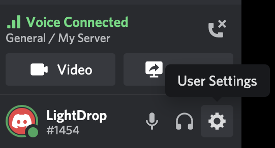 The user settings button on Discord.