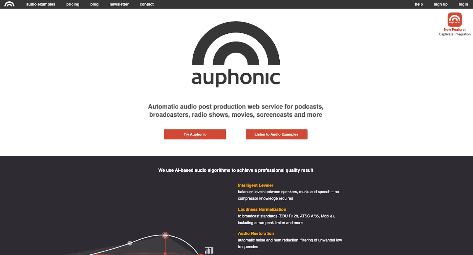 Auphonic app for audio postproduction. 