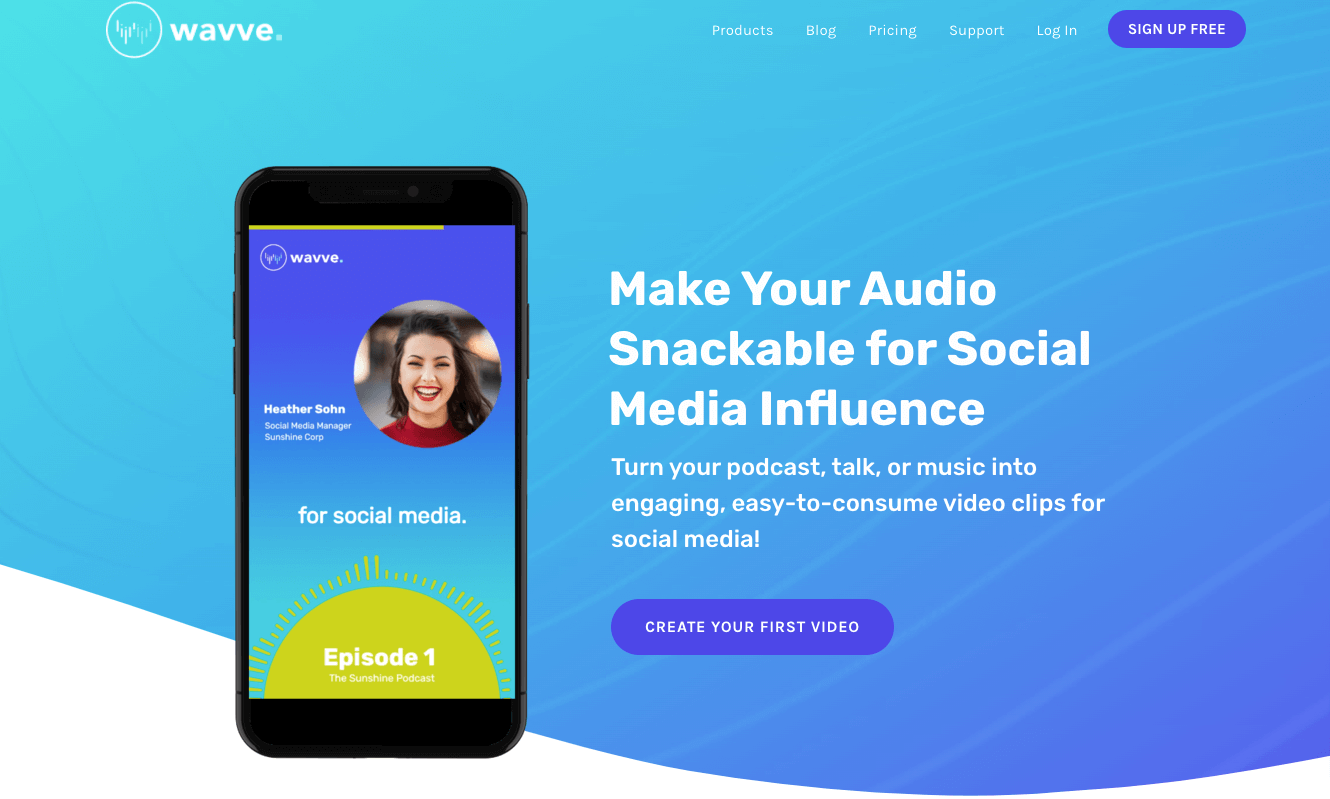 Wavve, an app for musicians and podcasters looking to covert their content into audio visuals.