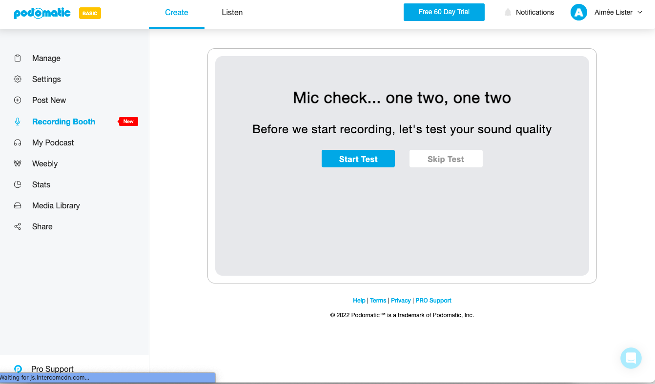 Mic test on podomatic