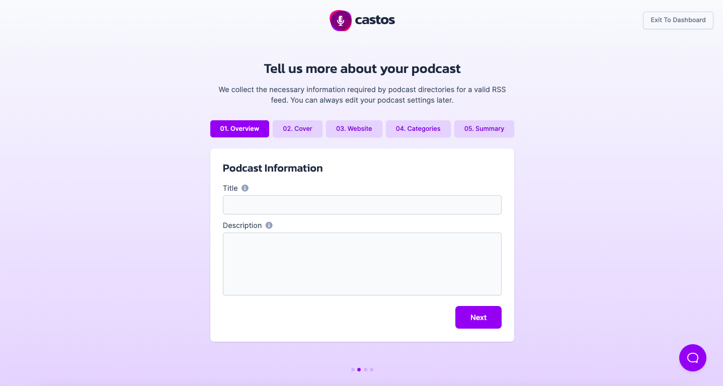 Adding in podcast details on Castos