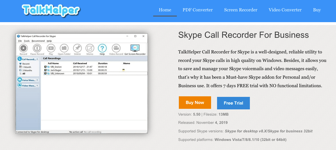 TalkHelper skype recorder