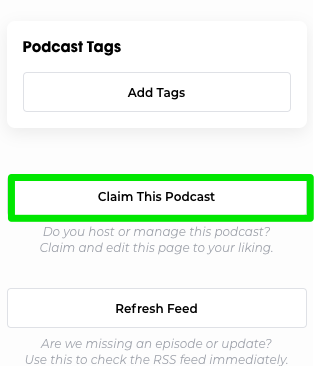 Claiming a podcast on Podchaser for submission