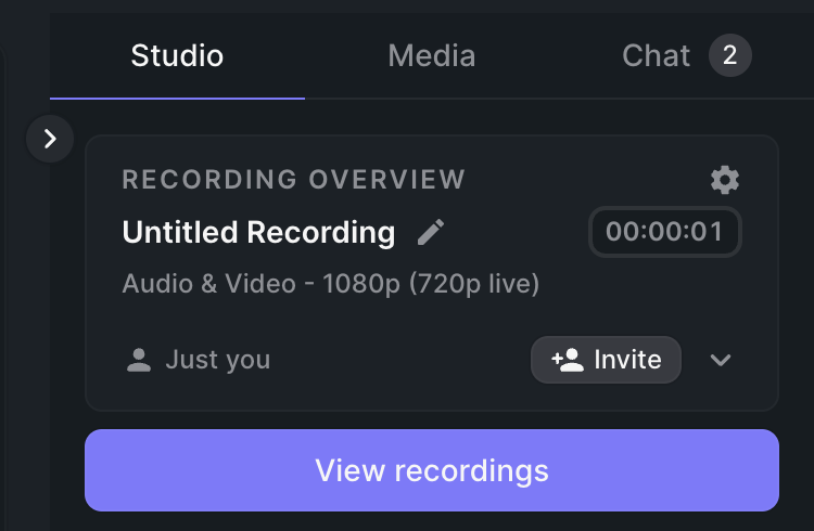 View recordings button on Riverside