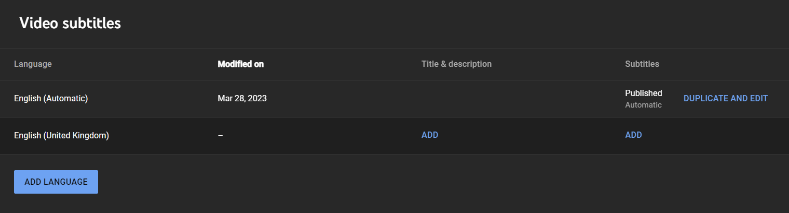 YouTube Subtitle settings