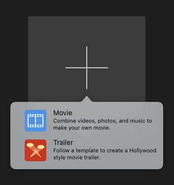Creating a new project on iMovie