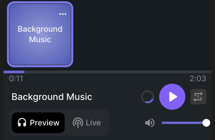 Previewing audio before adding it to a video recording live on Riversidei