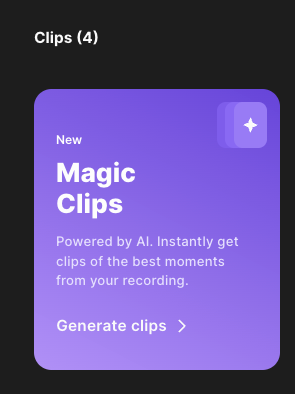 Riverside Magic Clips feature for generating podcast clips with Ai