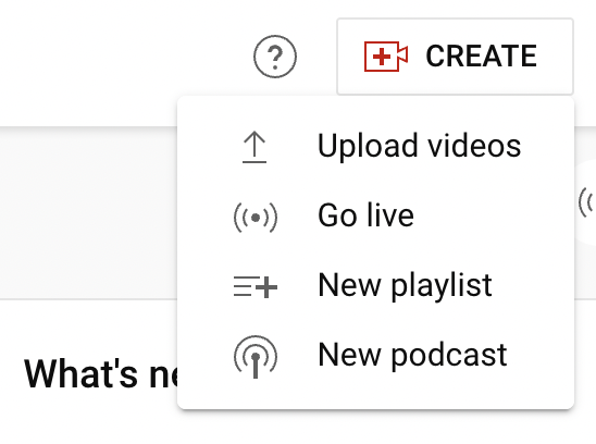 Create button on YouTube for YouTube shorts